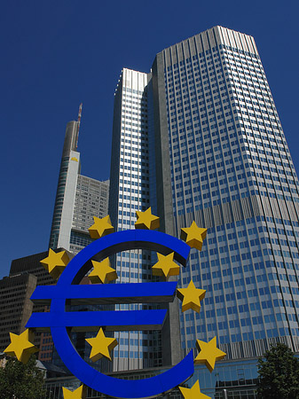 Foto Eurozeichen mit Eurotower - Frankfurt am Main