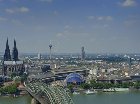 Foto Hohenzollernbrücke und Kölner Dom aus der Ferne